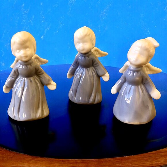 5 Vintage Angel Figurines 2 Unglazed Napcoware Japan Napco + 3 Glazed Angels - Picture 8 of 14